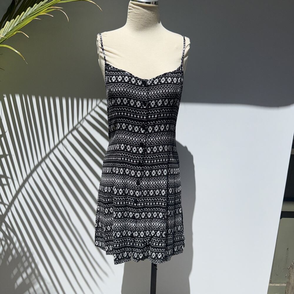 Divided Black Tribal Print Sun Dress Juniors Size 14